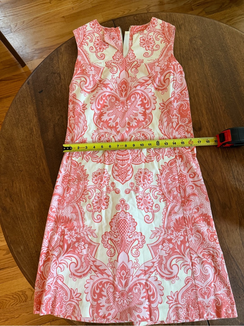 Women’s Coral Paisley Midi Dress — Sleeveless A-Line.  100% Cotton